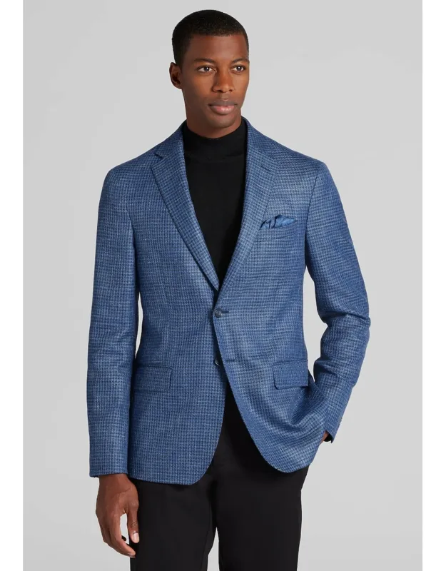 Reserve Collection Tailored Fit Wool-silk Blend Check Sportcoat