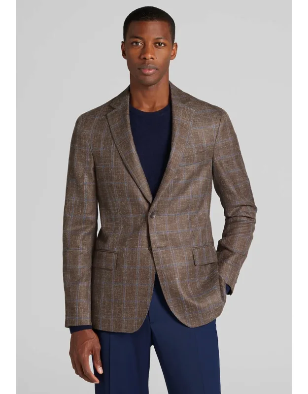 Tailored Fit Wool-silk Blend Windowpane Sportcoats