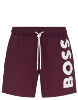 Quick-dry Swim Shorts With Large Logo Print
