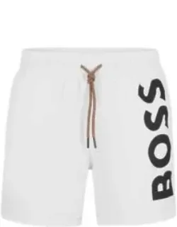 Quick-dry Swim Shorts With Large Logo Print