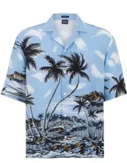 Regular-fit Hawaiian-print Twill Shirt