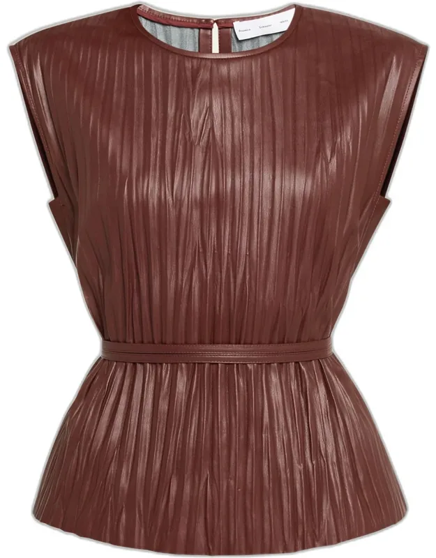 Lyra Pleated Vegan Leather Top