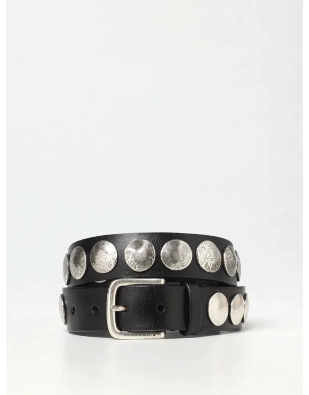 Leather Belt With Antiqued Studs