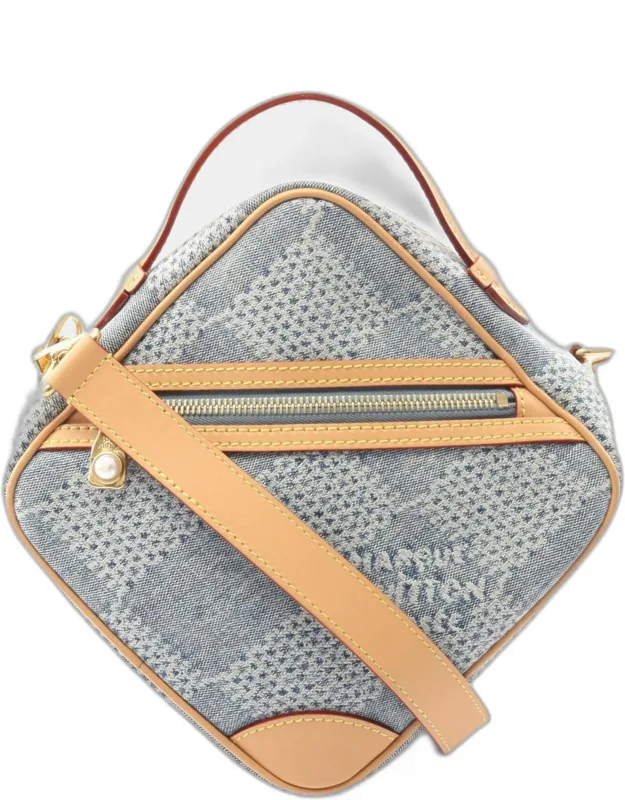 Damier Chess Denim Leather Messenger Bag