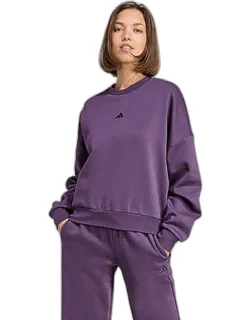 Adidas Essentials Small Logo Feel Cozy Sweatshirt - Oversized Fit, Brushed Cotton-blend Fleece