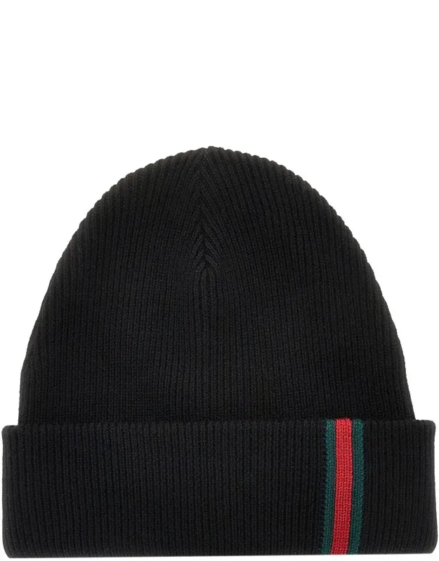 Wool Beanie Hat With Web Detail