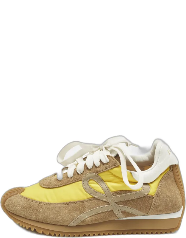 Leather And Suede Low Top Sneakers