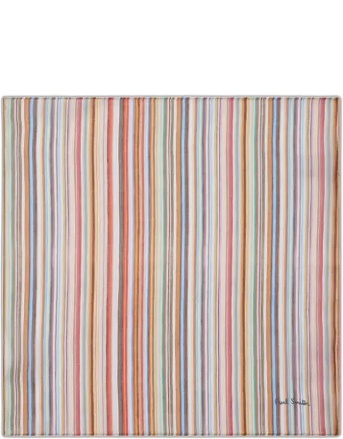 Signature Stripe Cotton Pocket Square