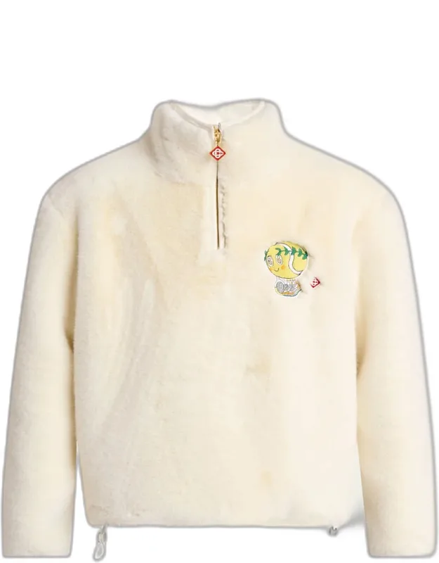 Tennis Ball Faux Fur Half-zip Pullover