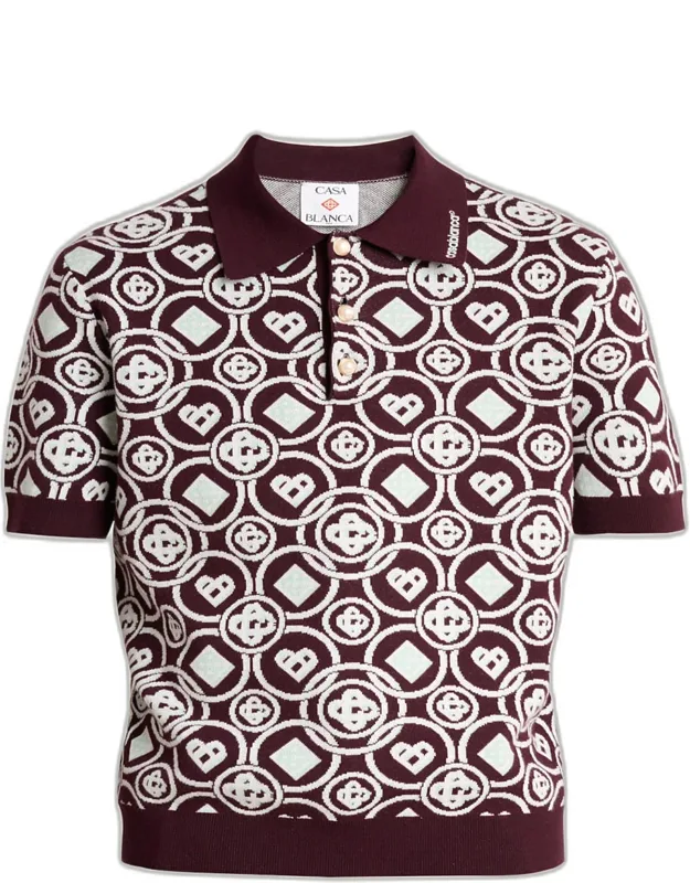 Cotton Monogram Knit Polo Shirt