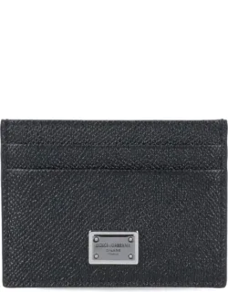 Logo Card Holder With Top Slip Pocket And Metal Logo Tag