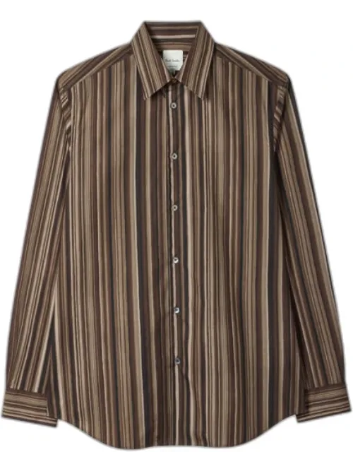 Painted Signature Stripe Print Cotton Shirt