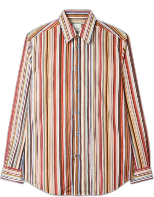 Painted Signature Stripe Print Cotton Shirt