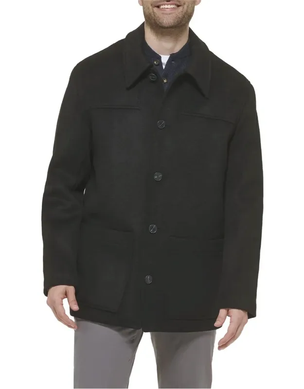 Wool-blend Coat With Classic Collar And Body Patch Pockets