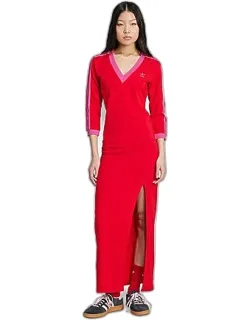 Original Apparel Name: Adidas Women's Originals Adicolor Classics 3-stripes V-neck Maxi Dress In Better Scarlet/semi Lucid Fuchsia

Revised Apparel Name: V-neck Maxi Dress