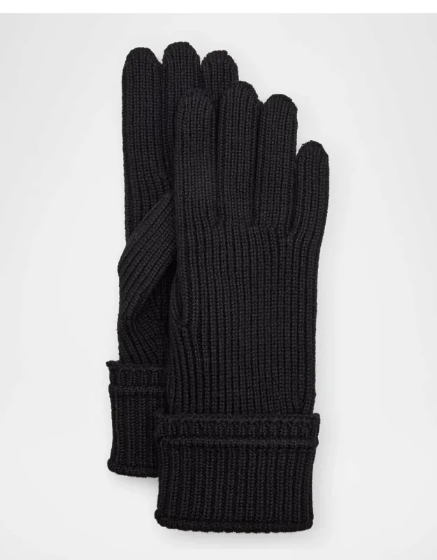 Embroidered Logo Patch Wool-blend Knit Gloves