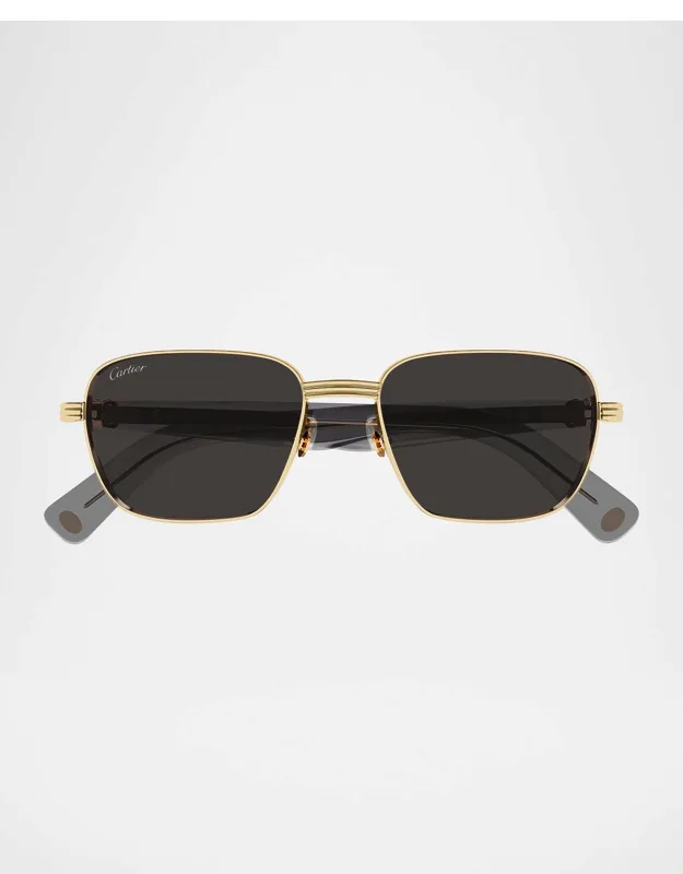 C-hinge Metal Rectangle Sunglasses