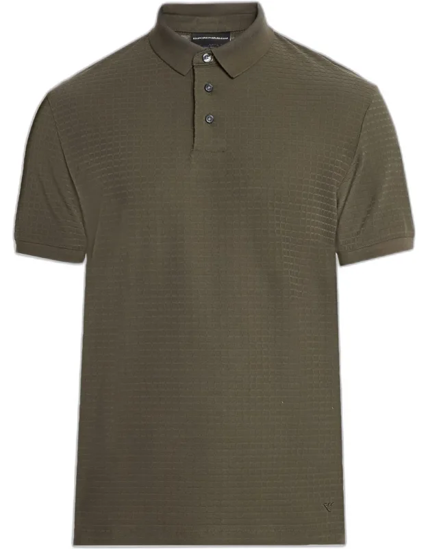 Grid Check Jacquard Jersey Polo Shirt