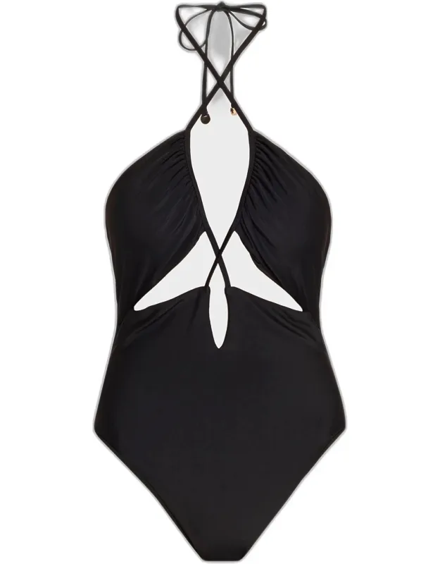 Cutout Halter One-piece Swimsuit