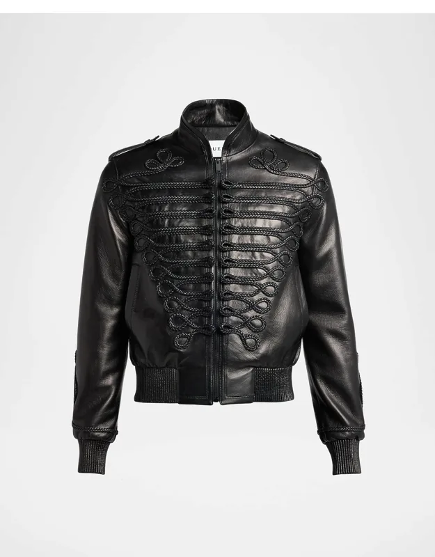 Blather Frogging Embroidered Leather Jacket