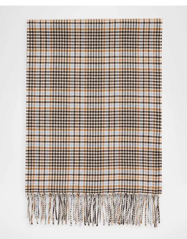 Castle Houndstooth Plaid Wool Scarf