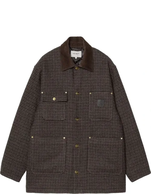Corduroy-collar Check Coat