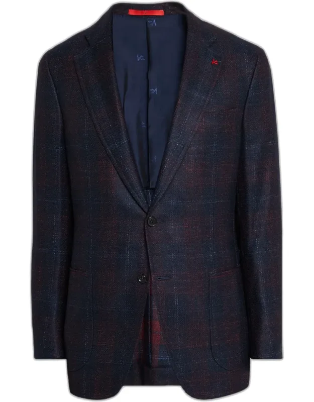 Wool, Silk, And Cashmere Plaid Sport Coat