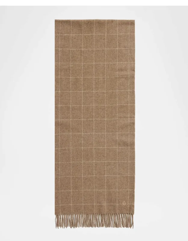 Wool And Cashmere Windowpane Check Scarf