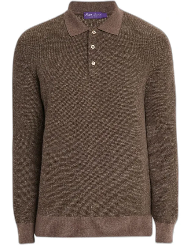 Cashmere Birdseye Polo Sweater