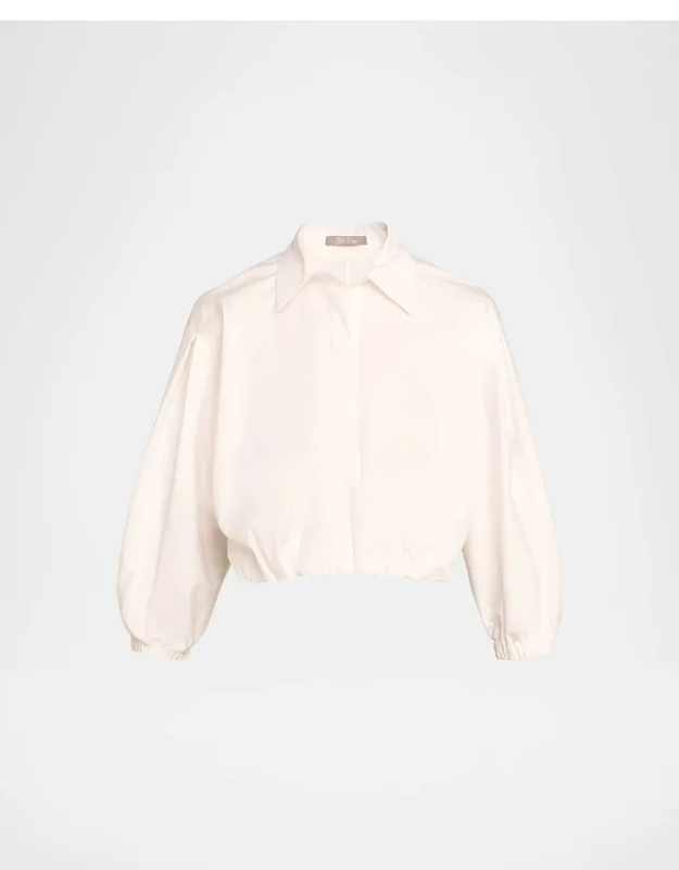 Cropped Elastic Button Down Blouse