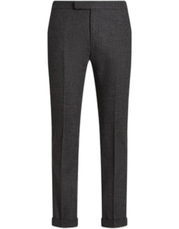 Wool Flannel Slim Flat-front Trousers