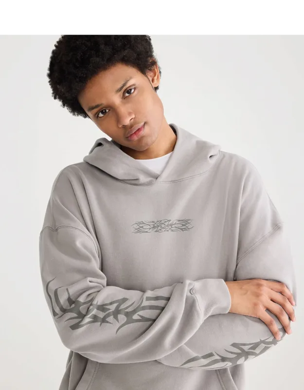 Cloud Soft Tribal Tattoo Boxy Pullover Hoodie