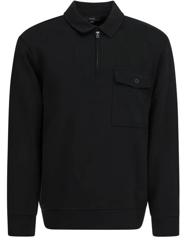 Cotton Blend Zippered Polo Shirt