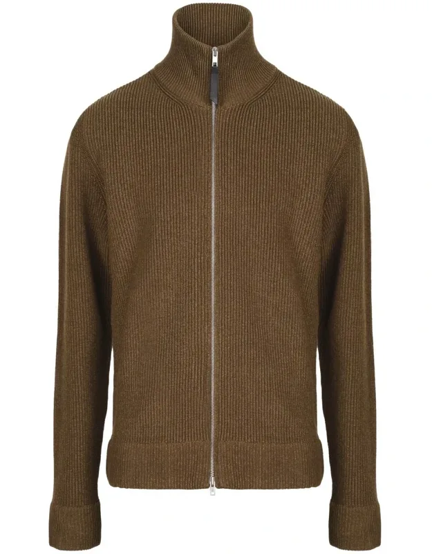 Ribbed-knit Zip-up Sweater