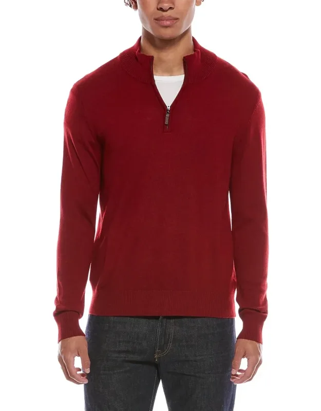 Merino Wool 1/4-zip Mock Neck Sweater