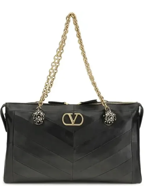 Shoulder Bag With Removable Studded Strap And Double-zip Closure