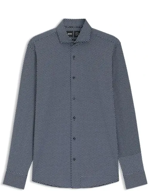 Printed Slim-fit Shirt In Performance-stretch Jersey With Advanced Stretch And Moisture Management