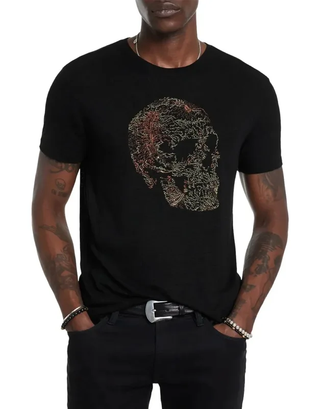 Embroidered Linen-blend T-shirt