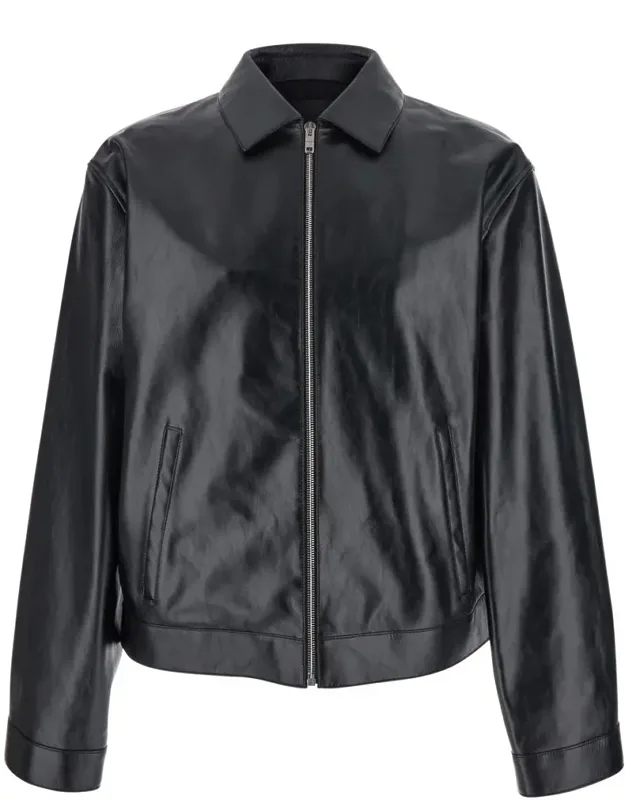 Jacket With Logo Patch On The Back In Leather