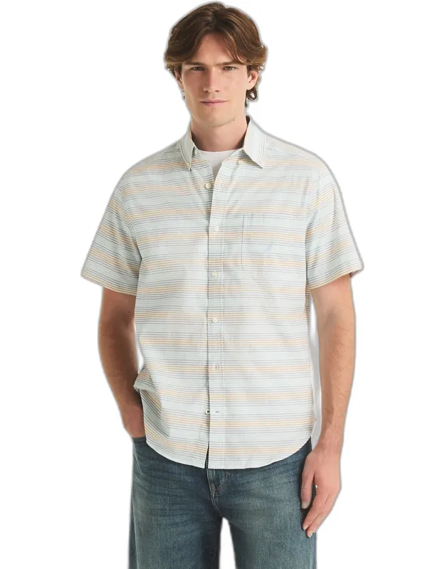 Striped Short-sleeve Oxford Shirt