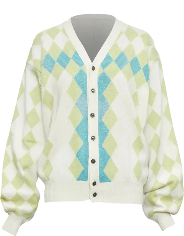 Argyle Wool Cashmere Cardigan