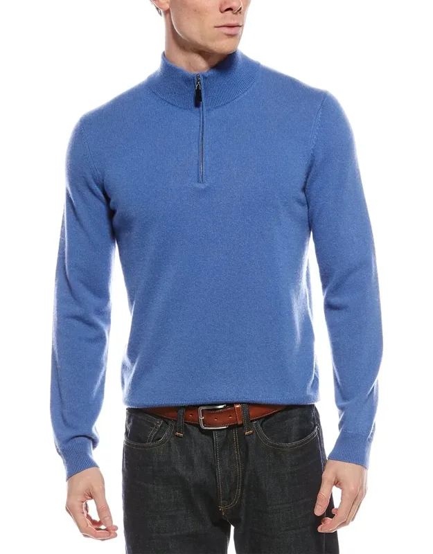 Cashmere 1/4-zip Mock Neck Sweater, Soft And Warm