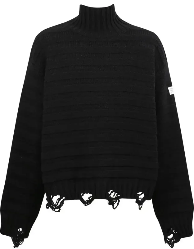 Frayed Turtleneck Sweater