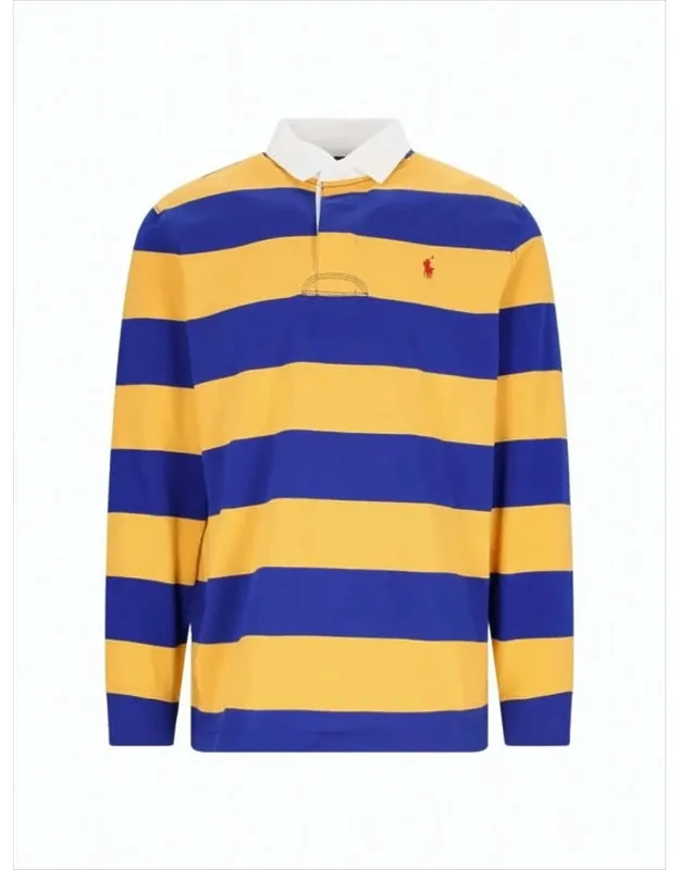 Horizontal Stripe Long-sleeve Polo Shirt