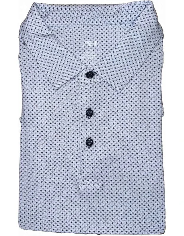 Performance Short Sleeve Shirt In Braid With Distinctive Small Geo Pattern And Classic Collar