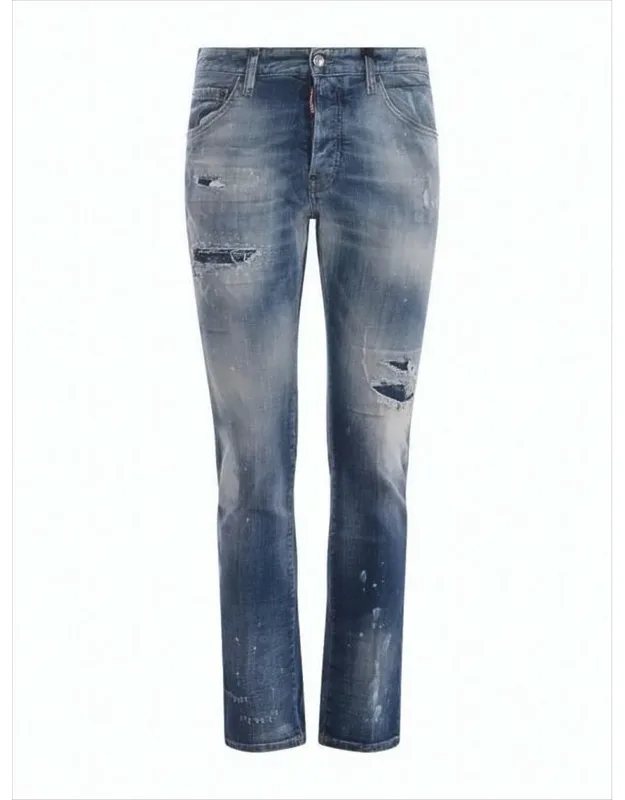 Distressed Slim Fit Denim Pants