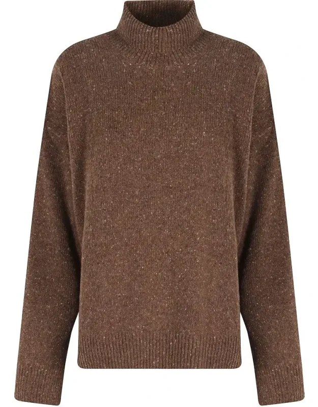 High Neck Sweater With Side Slits