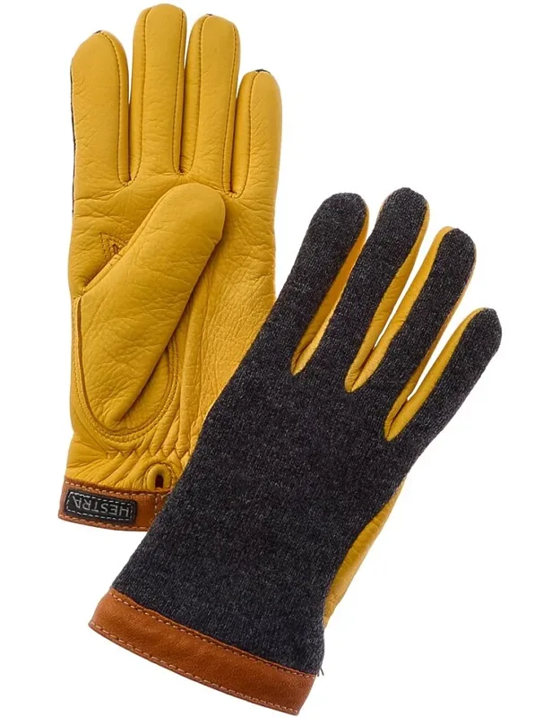 Leather-trim Wool-blend Gloves