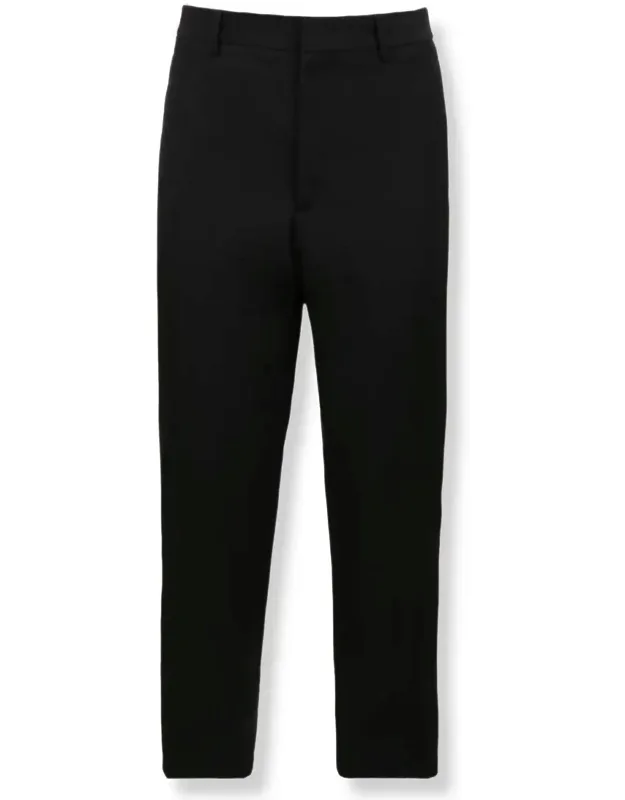 Straight Wool Trousers With Back Flap Pockets