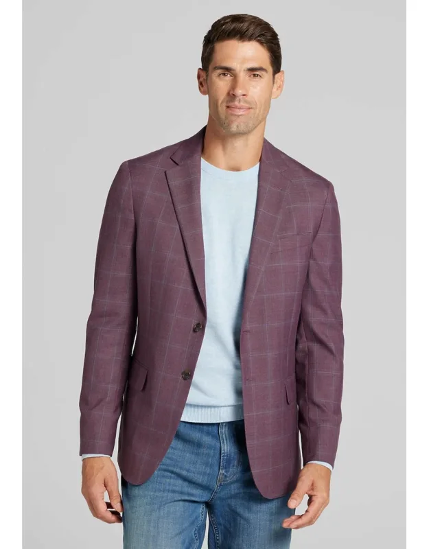 Tailored Fit Comfort Stretch Windowpane Plaid Sportcoat
